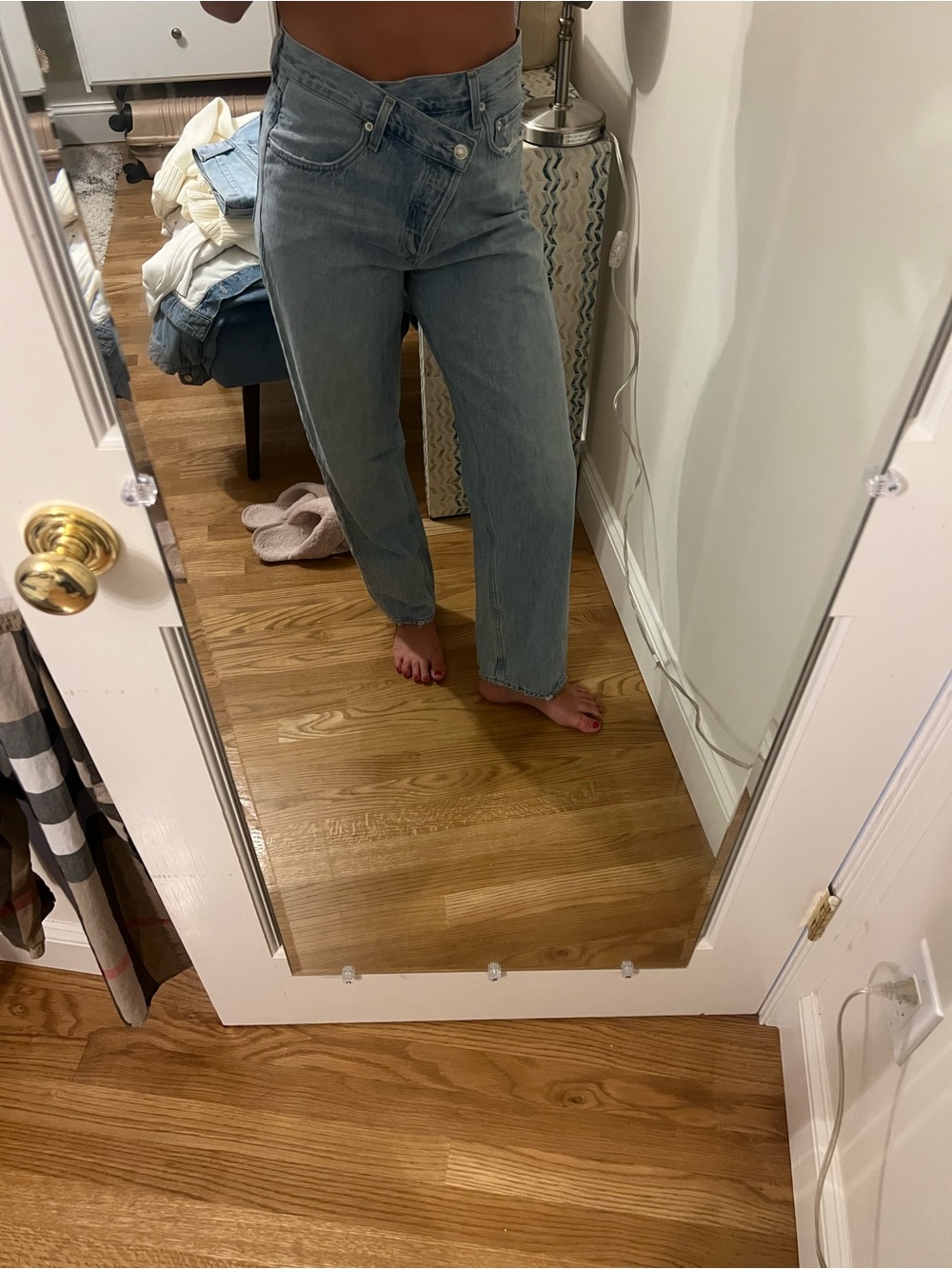 Agolde Light Blue High-Waist Straight Jeans